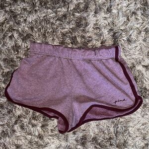 Pink Logo Medium Athletic Shorts with Maroon Trim And Side Pockets